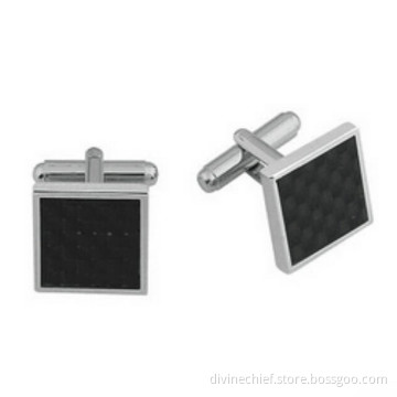 Black Carbon Fiber Copper Cufflinks For Men's Gift